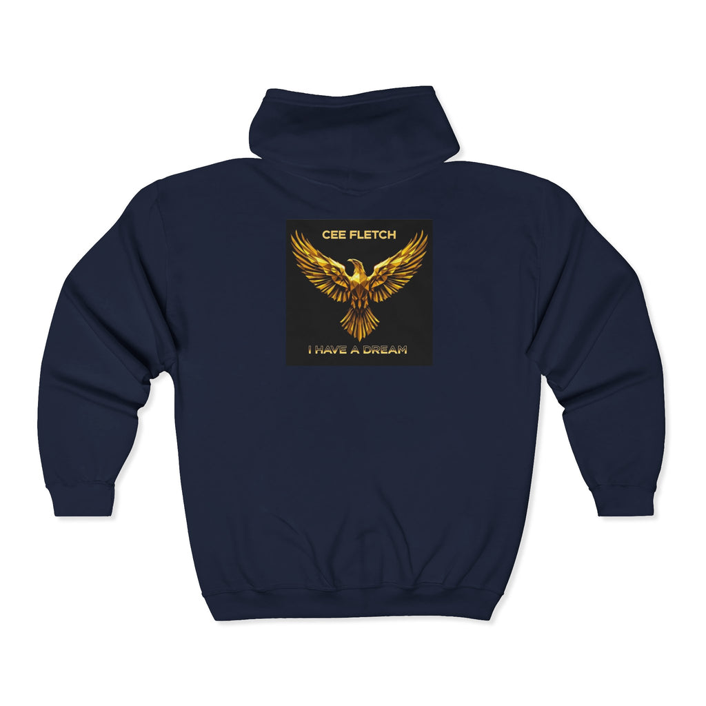 Golden Phoenix Zip Hoodie - "Cee Fletch I Have A Dream" Graphic