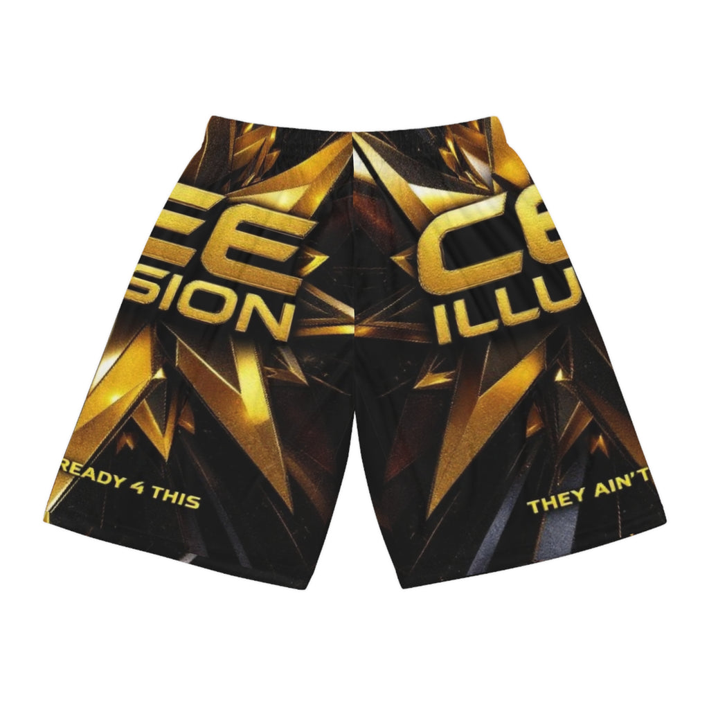 Basketball Shorts — Gold CE Illusion All-Over Print