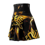 Gold Starburst Skater Skirt — Bold Geometric All-Over Print