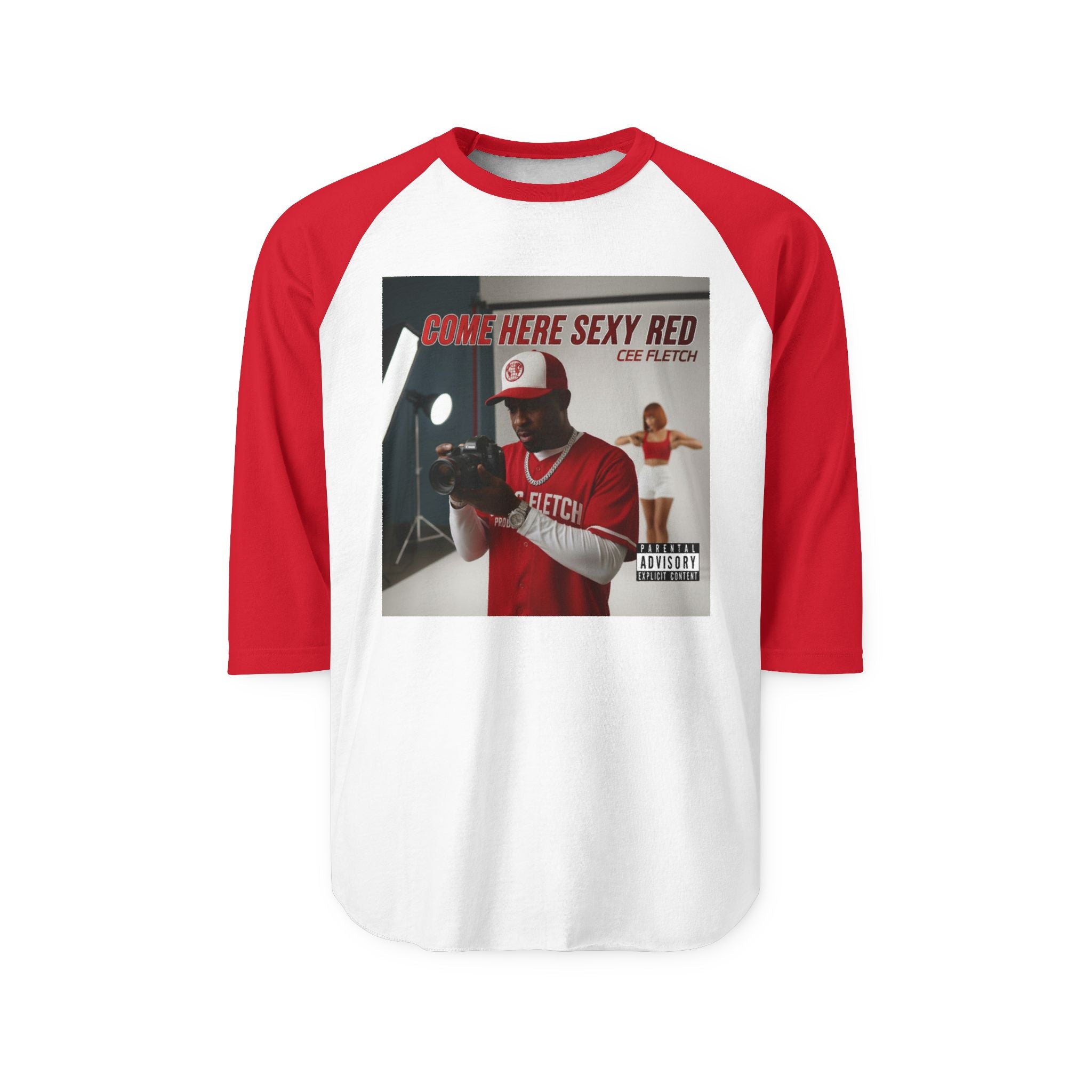 Raglan Shirt - 'Come Here Sexy Red' Retro Baseball Graphic