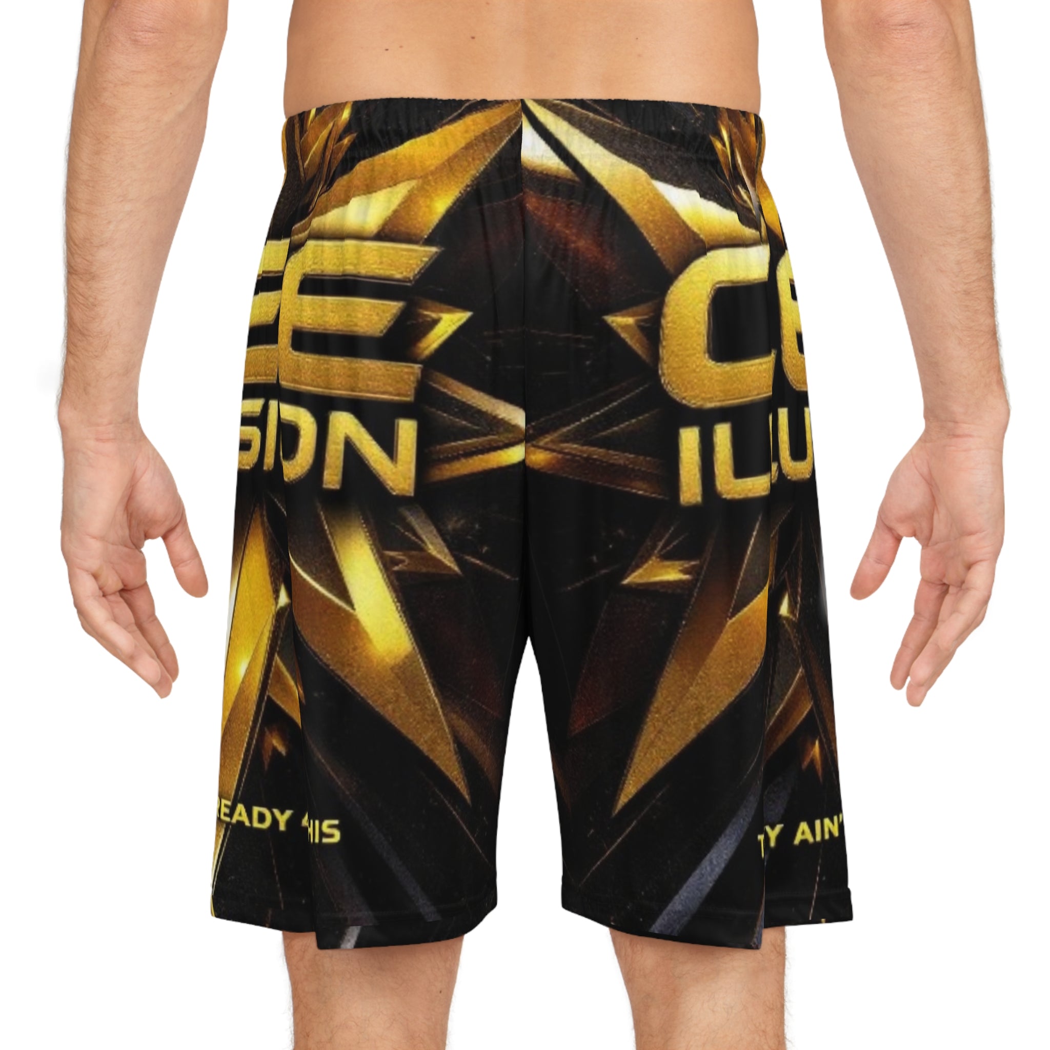 Basketball Shorts — Gold CE Illusion All-Over Print