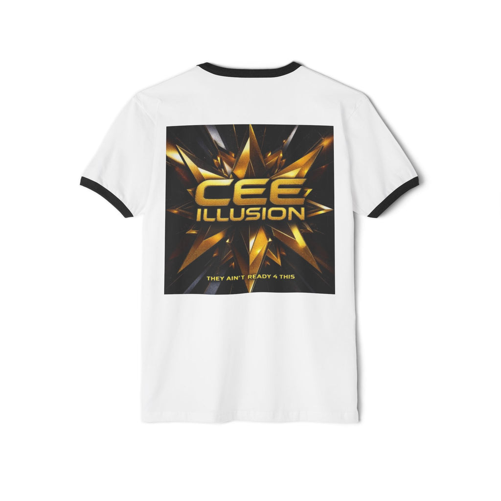 Illusion Logo Ringer T-Shirt — Bold Gold Graphic Tee