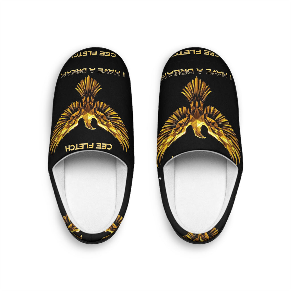 Men's Indoor Slippers — Gold Phoenix Wings Design (Have a Dream)