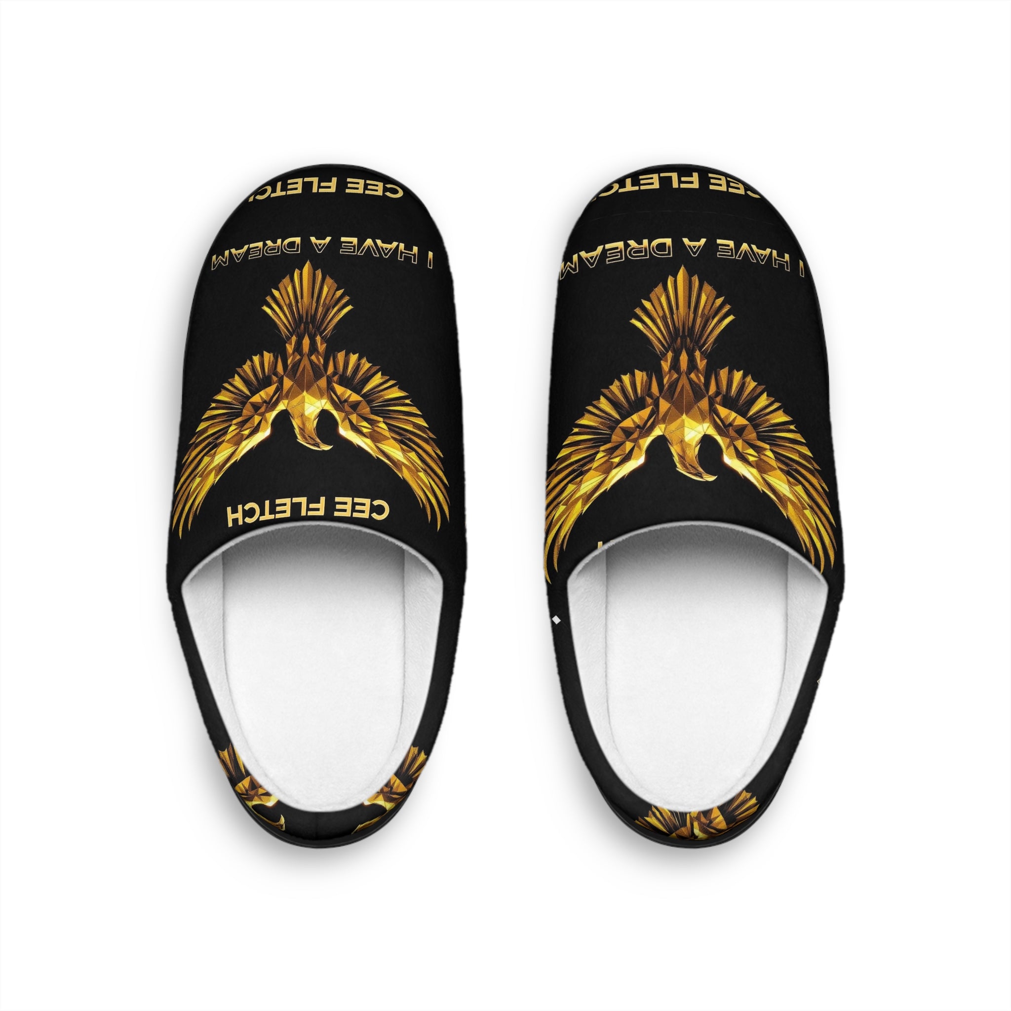 Men's Indoor Slippers — Gold Phoenix Wings Design (Have a Dream)