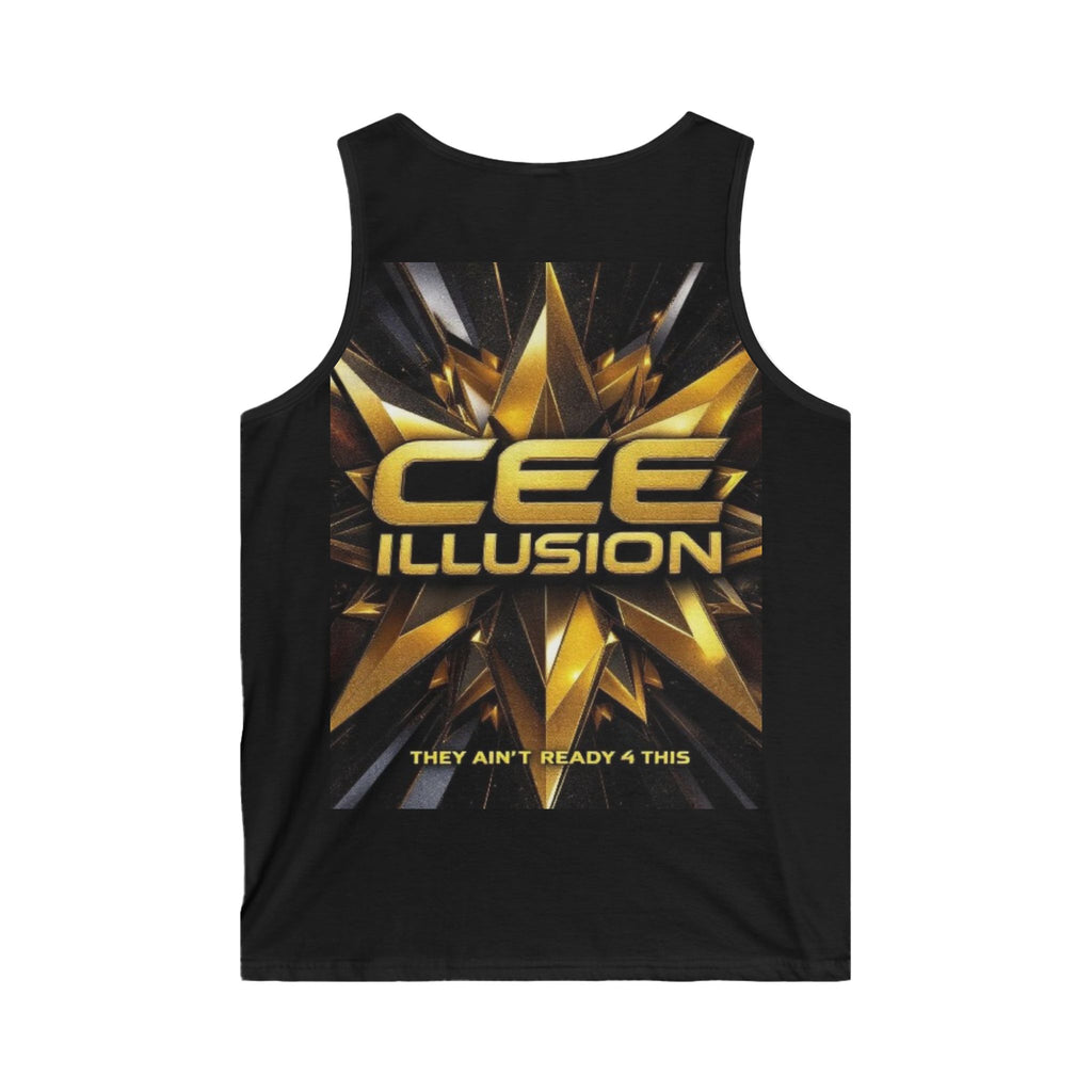 Cee Illusion Graphic Tank Top — 'They Ain’t Ready 4 This' Gold Star Streetwear
