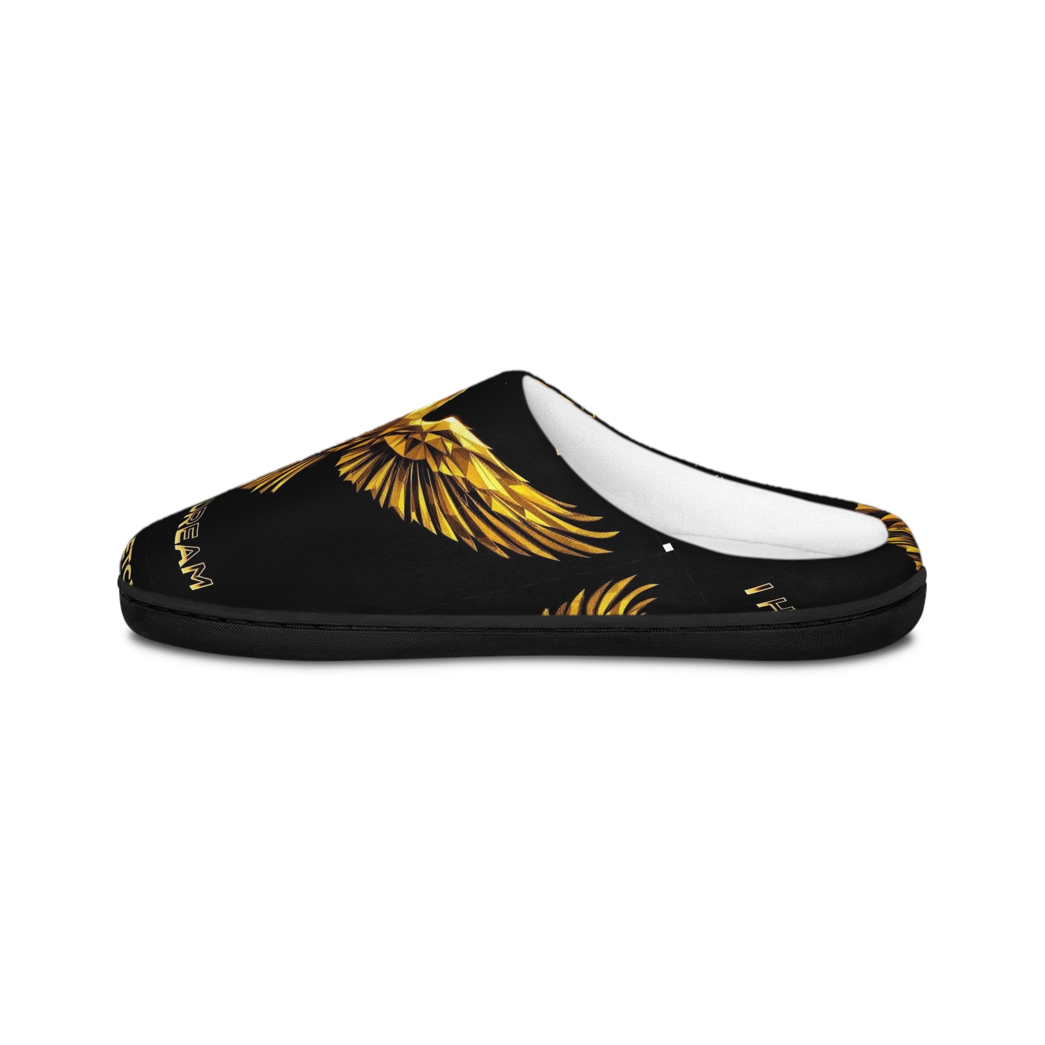 Men's Indoor Slippers — Gold Phoenix Wings Design (Have a Dream)