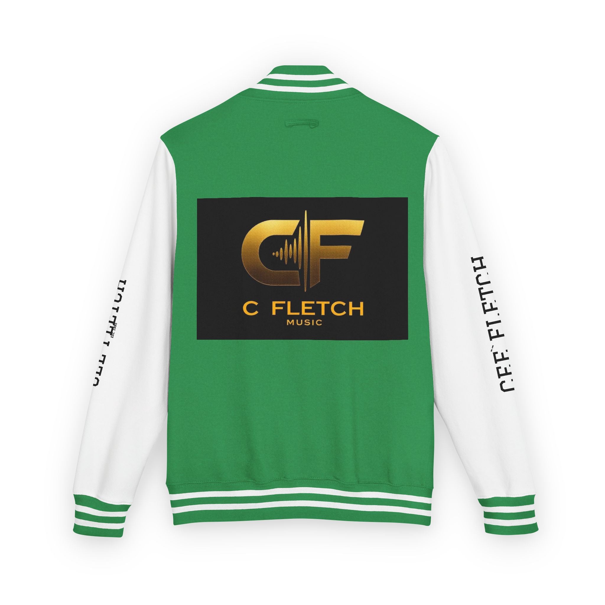 C Fletch Music Letterman Jacket — Red/White Varsity Jacket with Logo