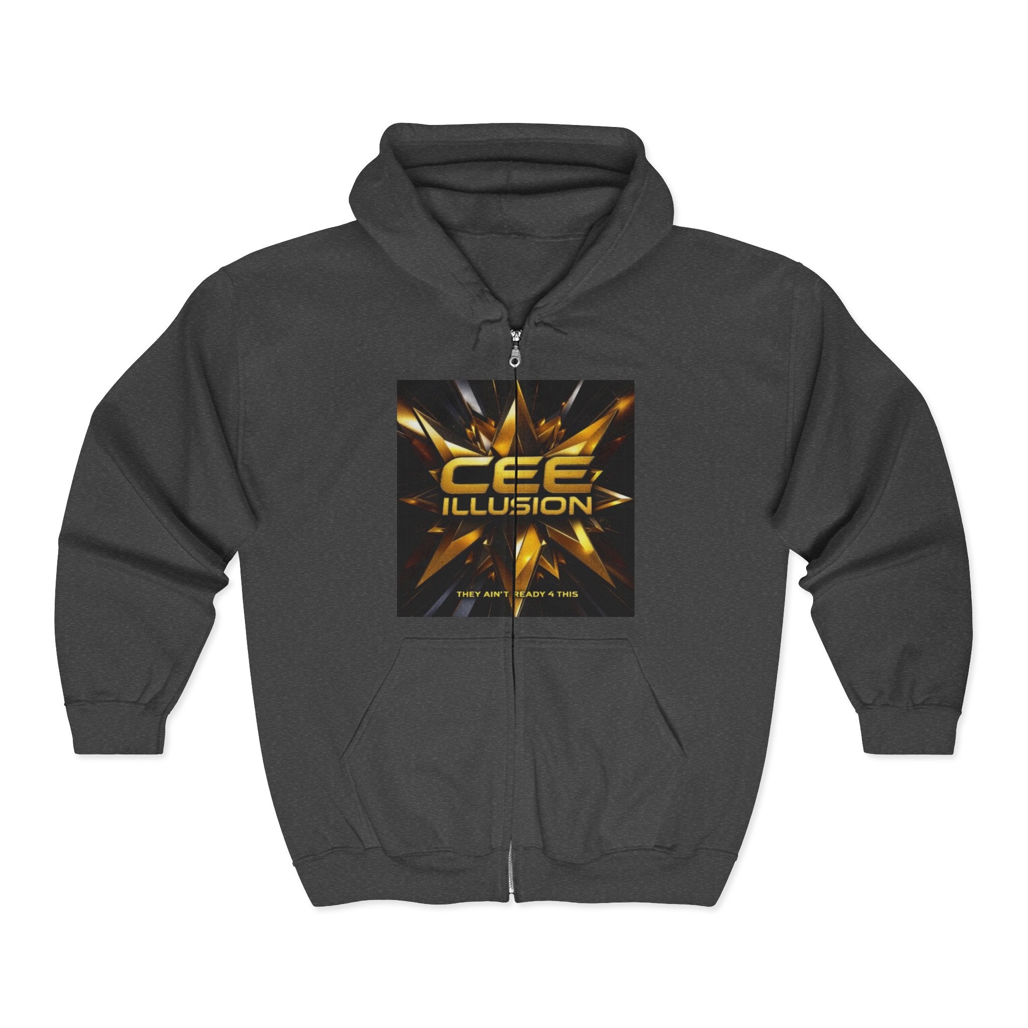 Illusion Logo Zip Hoodie — 'CEE Illusion' Gold Burst Full-Zip Sweatshirt