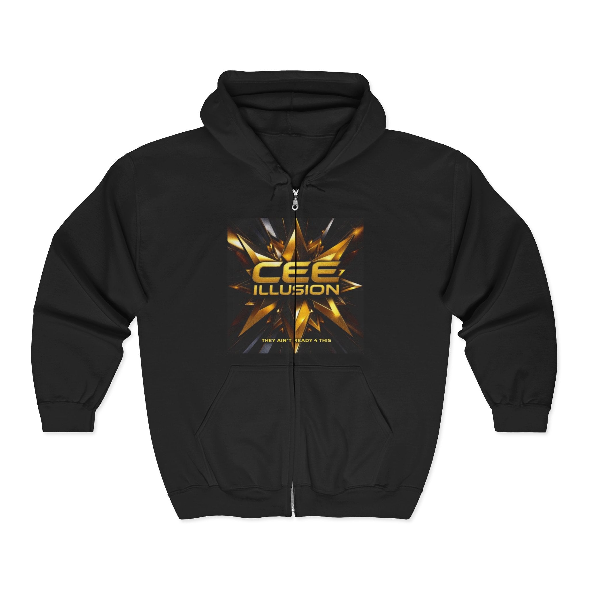 Illusion Logo Zip Hoodie — 'CEE Illusion' Gold Burst Full-Zip Sweatshirt