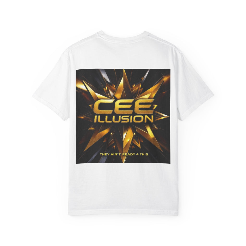 Cee Illusion Graphic T-Shirt — Bold Gold Starburst Design