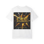Cee Illusion Graphic T-Shirt — Bold Gold Starburst Design