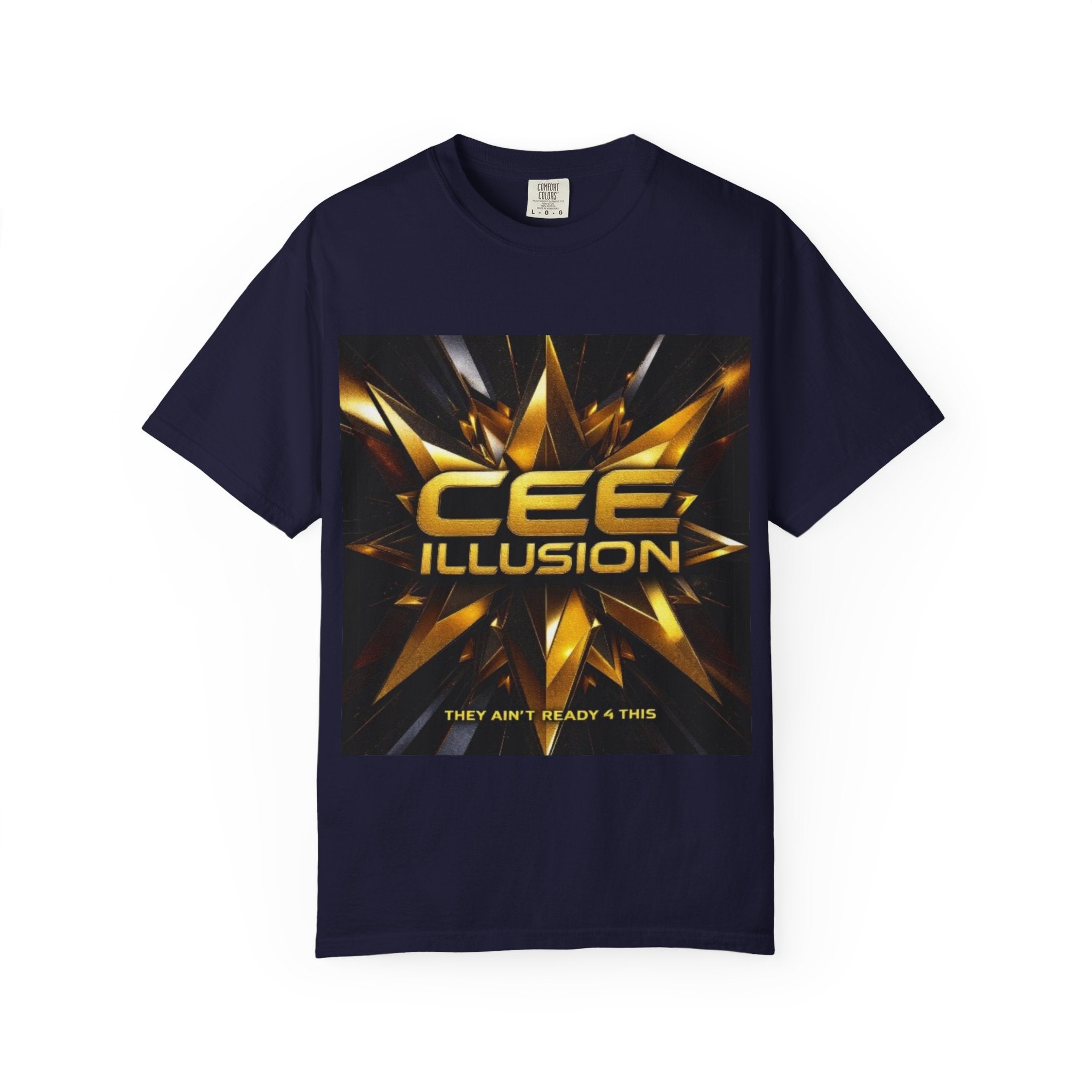 Illusion Graphic T-Shirt — "CEE ILLUSION" Bold Gold Star Design