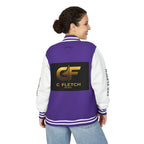 C Fletch Music Letterman Jacket — Red/White Varsity Jacket with Logo