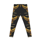 Gold Wing Pattern Leggings — "I Have a Dream" Inspirational All-Over Print Leggings