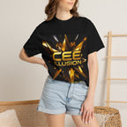 Cee Illusion Graphic T-Shirt — Bold Gold Starburst Design