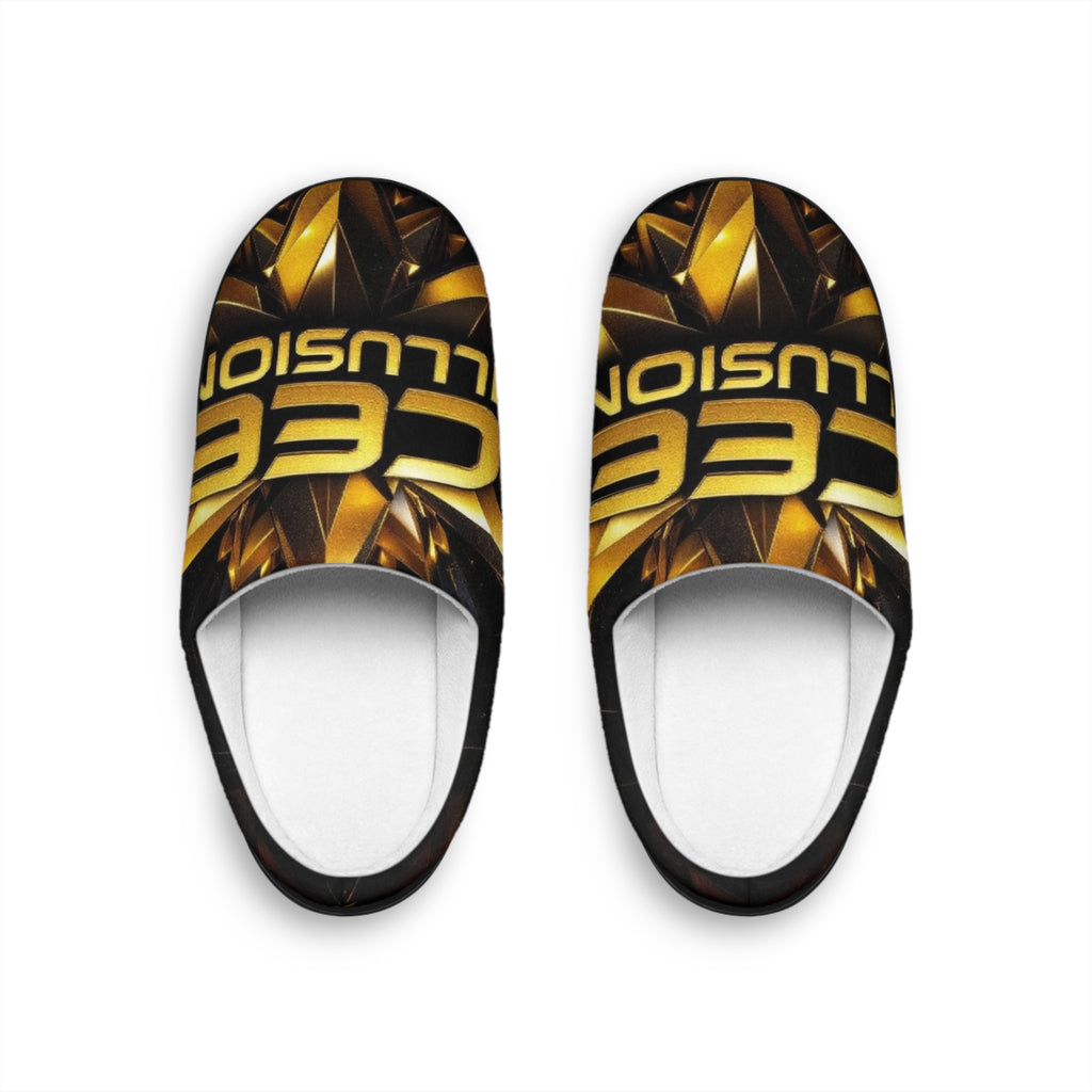 Gold Emblem Indoor Slippers — Cozy Women's House Shoes