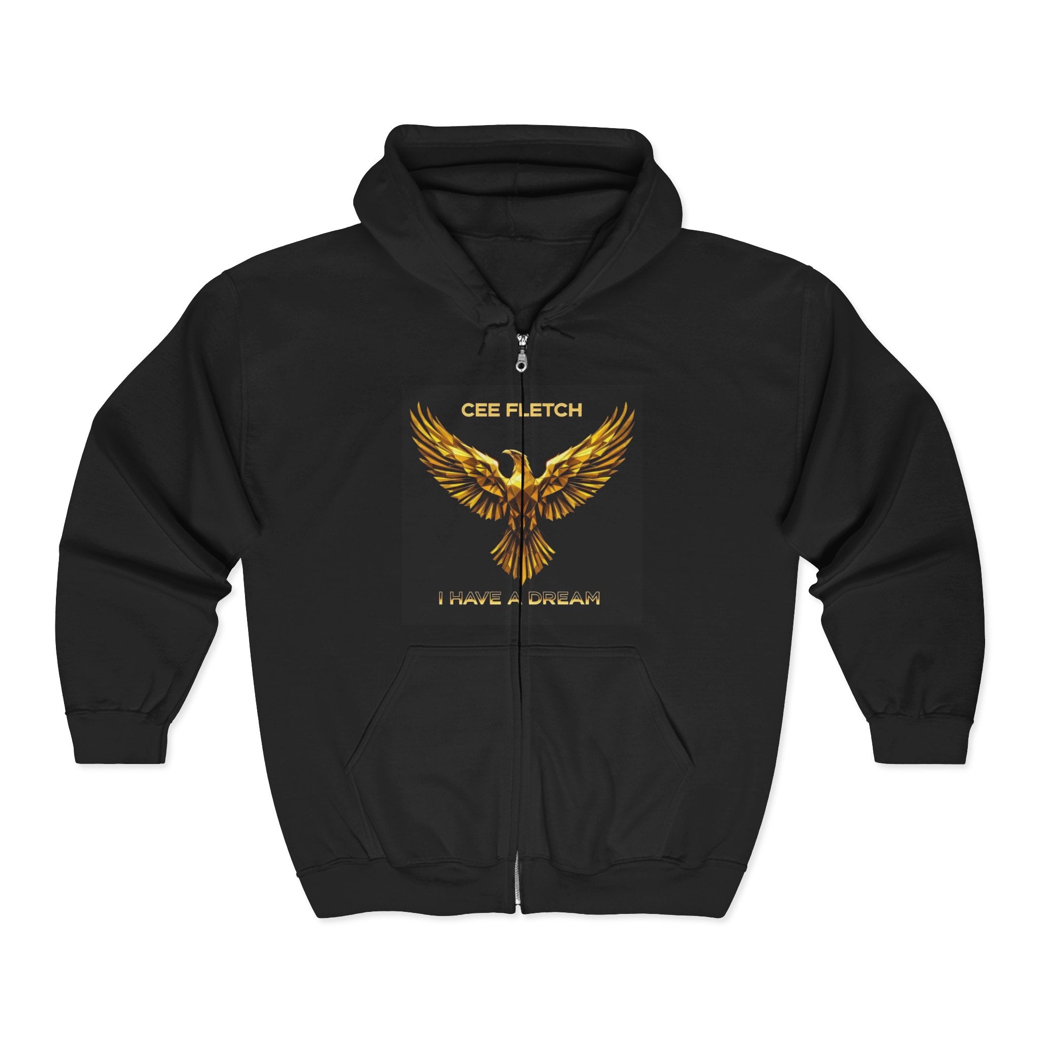 Golden Phoenix Zip Hoodie - "Cee Fletch I Have A Dream" Graphic