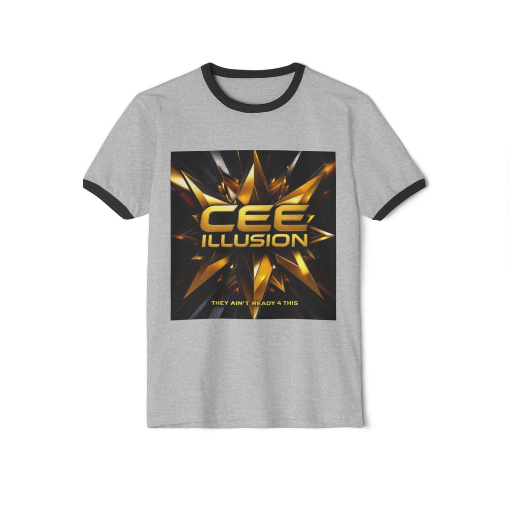Illusion Logo Ringer T-Shirt — Bold Gold Graphic Tee