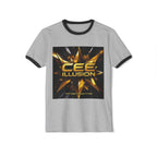 Illusion Logo Ringer T-Shirt — Bold Gold Graphic Tee